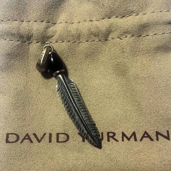 David Yurman Men's Feather Amulet in Silver Black Onyx - Picture 3 of 4